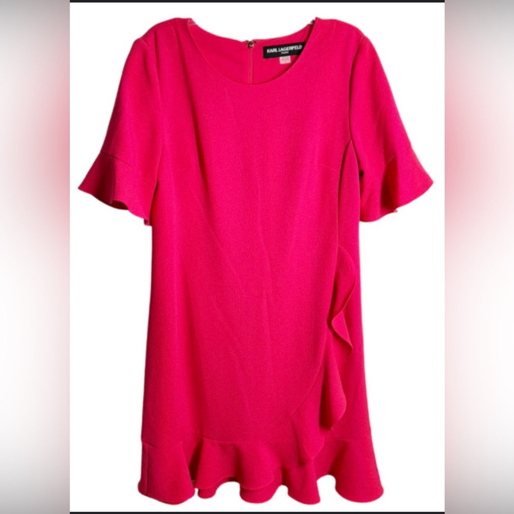 Karl Lagerfeld Fuschia evening holiday party ruffle dress
